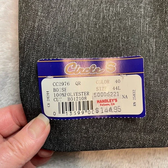 NWT Circle S Mens Boise Sport Coat Mens 44L Gray Black Suede Yoke Cowboy Western